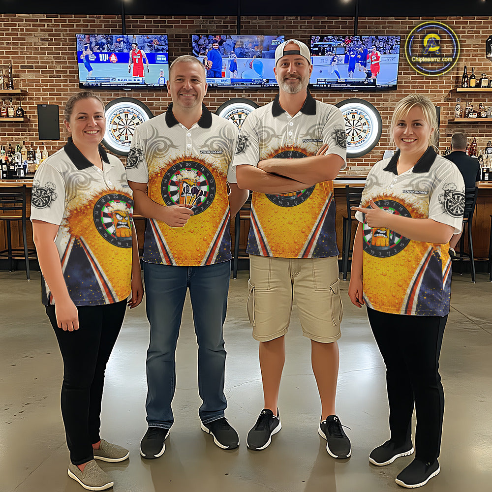 Funny Yellow Angry Beer Darts Shirt For Men Custom Darts Jersey Team Polo & Quarter Zip TDM5569