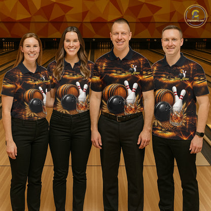 Personalized Vintage Bourbon Bowling Shirt For Men, Funny Bowling Jersey Team Polo & 1/4 Zip TDM6420