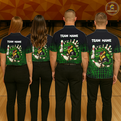 Black And Green Funny Alligator Bowling Shirt For Men Custom Bowling Jersey Team Polo & 1/4 Zip TDM5818