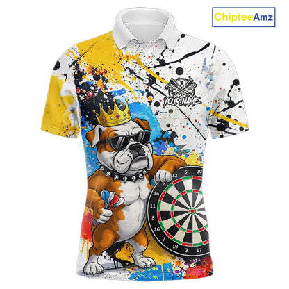 Funny Bulldog Colorful Darts Shirt For Men Custom Darts Jersey Team Polo & 1/4 Zip, Darts Gifts TDM5838