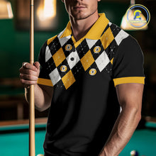 Load image into Gallery viewer, Personalized 9 Ball Skull Argyle Pattern Men's Billiard Shirts, 9 Ball Team Shirts Billiard Jersey TDM5137