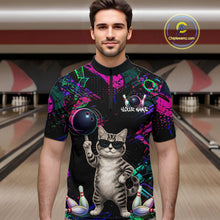 Load image into Gallery viewer, Personalized Funny Cat Graffiti Bowling Shirt For Men Custom Bowling Jersey Team Polo &amp; 1/4 Zip TDM6456