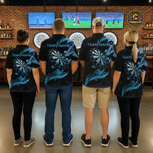 Load image into Gallery viewer, Black And Blue Dartboard Tribal Darts Polo &amp; 1/4 Zip Custom Darts Shirt For Men, Darts Jersey TDM5368