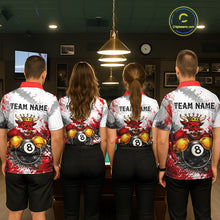 Load image into Gallery viewer, Red And White Grunge Bull 8 Ball Billiard Shirt For Women Custom Pool Team Jersey Polo &amp; 1/4 Zip TDM5647