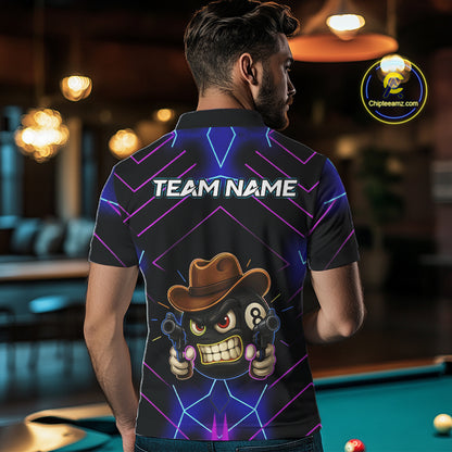 Funny Neon 8 Ball Pool Billiard Shirt For Men Custom Billiard Team Jersey Polo & 1/4 Zip TDM5405
