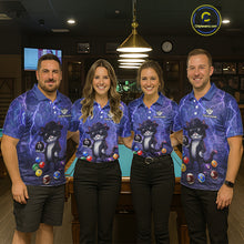 Load image into Gallery viewer, Purple Funny Cat Lightning Billiard Shirt For Women Custom 8 Ball Pool Team Jersey Polo &amp; 1/4 Zip TDM5912