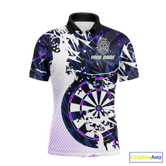 Personalized Paint Splash Darts Shirt For Men Custom Darts Jersey Team Polo & 1/4 Zip |Purple TDM6064