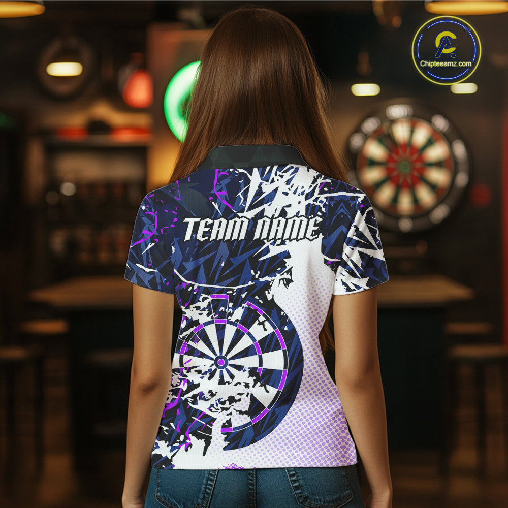 Personalized Paint Splash Darts Shirt For Women Custom Darts Jersey Team Polo & 1/4 Zip |Purple TDM6064