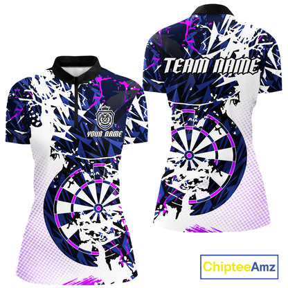 Personalized Paint Splash Darts Shirt For Women Custom Darts Jersey Team Polo & 1/4 Zip |Purple TDM6064