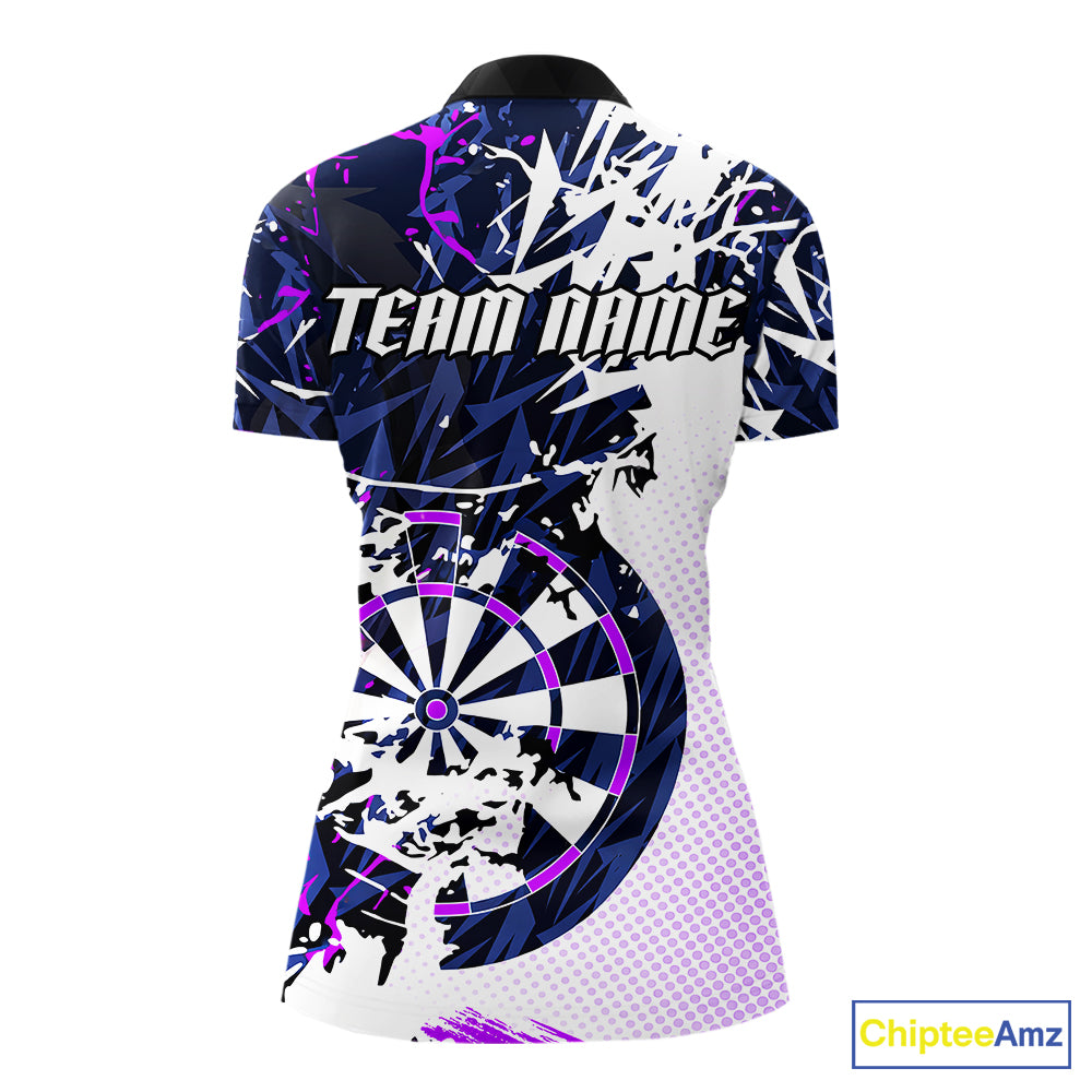 Personalized Paint Splash Darts Shirt For Women Custom Darts Jersey Team Polo & 1/4 Zip |Purple TDM6064