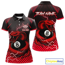 Load image into Gallery viewer, Personalized Red 8 Ball Lightning Cobra Snake Women's Billiards Shirts Custom Pool Team Jerseys TDM5197