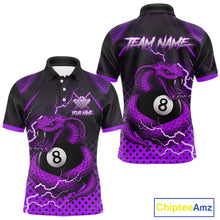 Load image into Gallery viewer, Personalized Purple 8 Ball Lightning Cobra Snake Men's Billiards Shirts Custom Pool Team Jerseys TDM5199