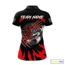 Load image into Gallery viewer, Black And Red Funny Wolf Darts Shirt For Women Custom Darts Jersey, Darts Outift Polo &amp; 1/4 Zip TDM6142
