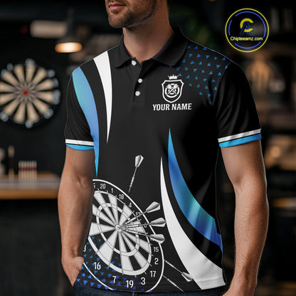 Funny Black And Blue 180 Darts Shirt For Men Custom Dartboard Jersey Team Polo & Quarter Zip TDM5088