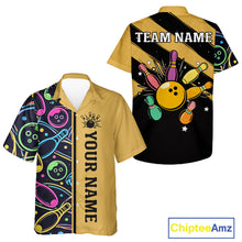 Load image into Gallery viewer, Personalized Funny Neon Bowling Hawaiian Shirt For Women Custom Retro Bowling Team Jersey |Yellow TDM6186