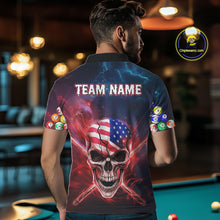 Load image into Gallery viewer, US Flag Patriotic Skull Men's Billiard Shirt Custom Pool Team Shirt Billiard Jersey Polo &amp; 1/4 Zip TDM5140