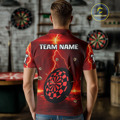 Personalized Dartboard Thunder Lightning Red Darts Shirt For Men Custom Glowing Darts Team Jersey TDM4919