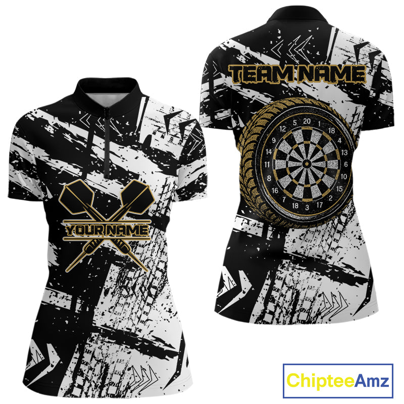 Custom Black And Yellow Wheel Dartboards Dart Shirts For Women Outfits Grunge Dart Jerseys NYN0079