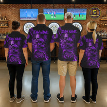 Load image into Gallery viewer, Custom Purple Smokes Grunge Skull Men Darts Polo Shirt US Flag Skull Dart League Jerseys NYN2124