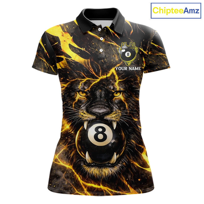 Black And Yellow Tiger Crown 8 Ball Pool Billiard Shirt For Women Personalized Billiard Team Apparel NYN2632