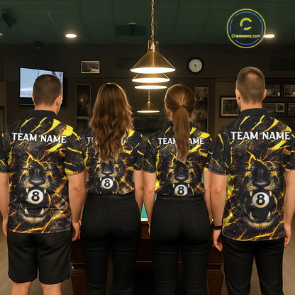 Black And Yellow Tiger Crown 8 Ball Pool Billiard Shirt For Women Personalized Billiard Team Apparel NYN2632