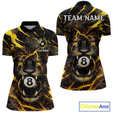 Load image into Gallery viewer, Black And Yellow Tiger Crown 8 Ball Pool Billiard Shirt For Women Personalized Billiard Team Apparel NYN2632