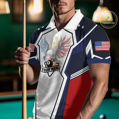 250 Years Freedom Eagle 8 Ball 9 Ball Pool Men Billiard Shirt Custom American Flag Billiard Apparel NYN2634