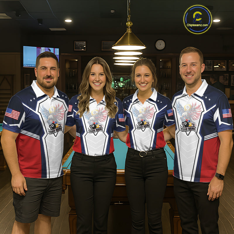 250 Years Freedom Eagle 8 Ball 9 Ball Pool Men Billiard Shirt Custom American Flag Billiard Apparel NYN2634