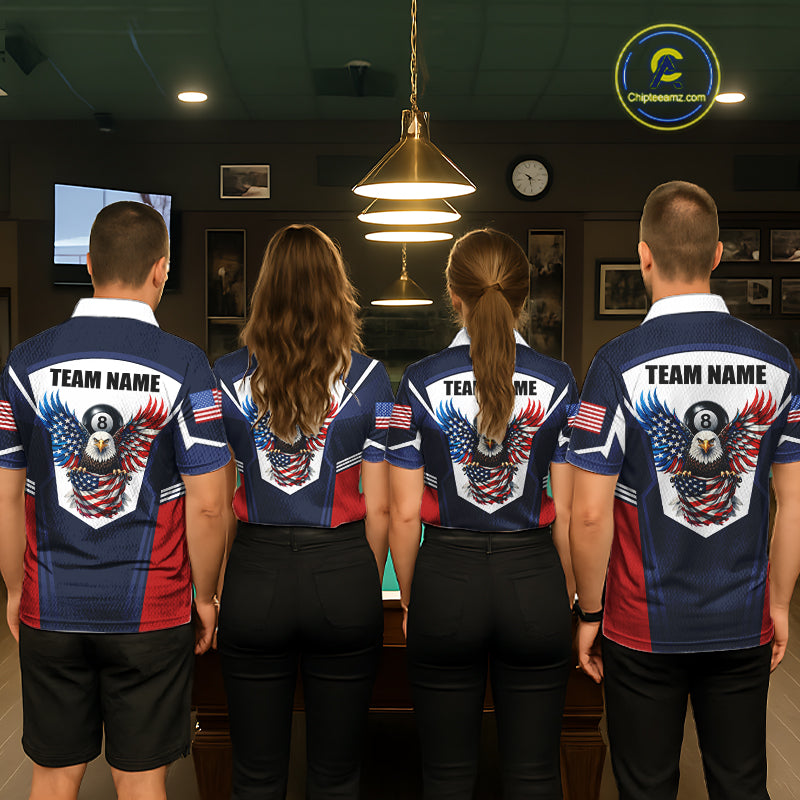 250 Years Freedom Eagle 8 Ball 9 Ball Pool Men Billiard Shirt Custom American Flag Billiard Apparel NYN2634