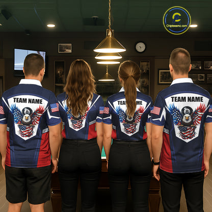 250 Years Freedom Eagle 8 Ball 9 Ball Pool Men Billiard Shirt Custom American Flag Billiard Apparel NYN2634