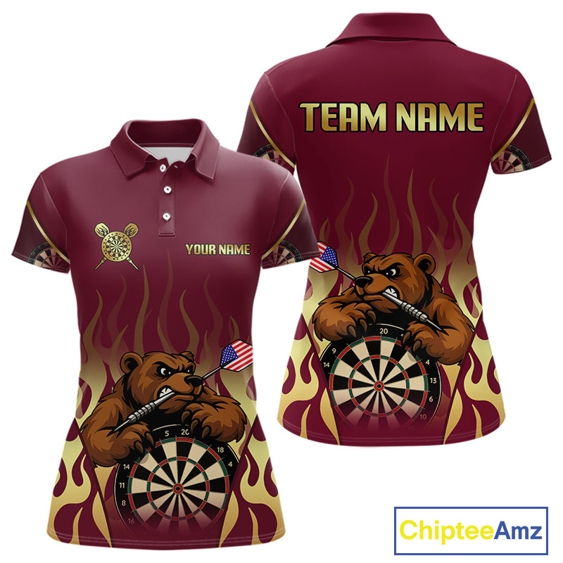 US Flag Dart Arrow Custom Brown Bear Dart Shirt For Women, Dart Team Jerseys NYN0091