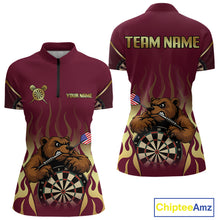 Load image into Gallery viewer, US Flag Dart Arrow Custom Brown Bear Dart Shirt For Women, Dart Team Jerseys NYN0091