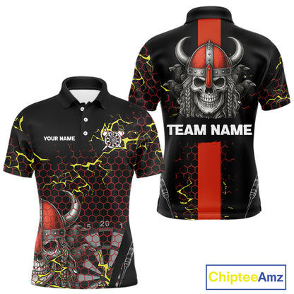 Red Horned Warrior Skull Men's Dart Shirt - Personalized Name For Darts Jersey NYN0445