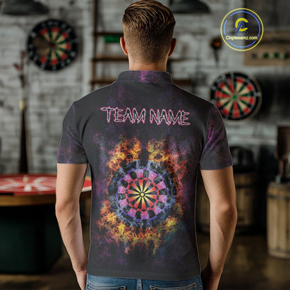 Colorful Flame Dartboard Custom Polo Darts Shirt For Men - Darts Team Jersey NYN0699