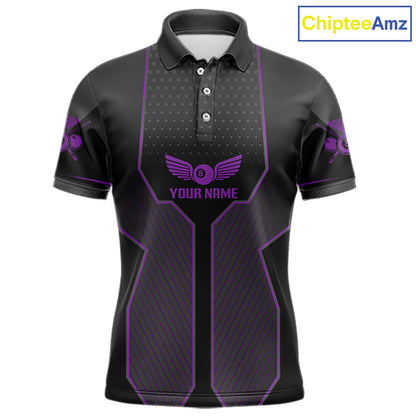 Thunder Purple 8 Ball Pool Men Billiard Polo & 1/4-Zip Jersey Custom Billiard Shirt Designs NYN2410