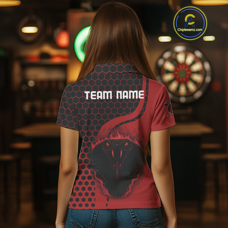 Black-Red Color Custom Flame Dragons Dart Shirt For Women, Dart Team Jerseys NYN0093