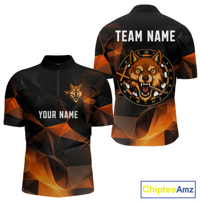 Orange Abstract Pattern Custom Wolf Dartboard Dart Shirt For Men, Dart Jerseys NYN0099