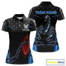 Load image into Gallery viewer, Flame Dart Arrow &amp; Scorpion Women's Darts Shirt - Custom Name For Blue Darts Jersey NYN0455