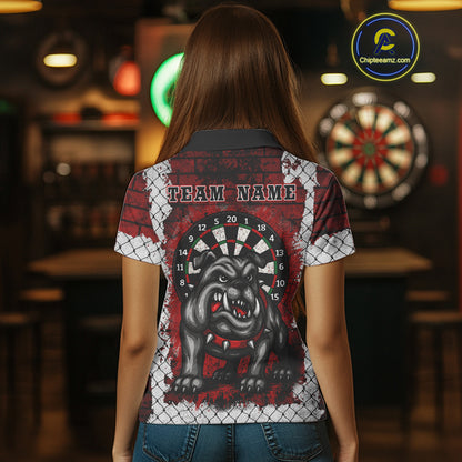 Brick-Wall Fierce Bulldog Women's Darts Team Shirt - Personalized Name For Players NYN0462