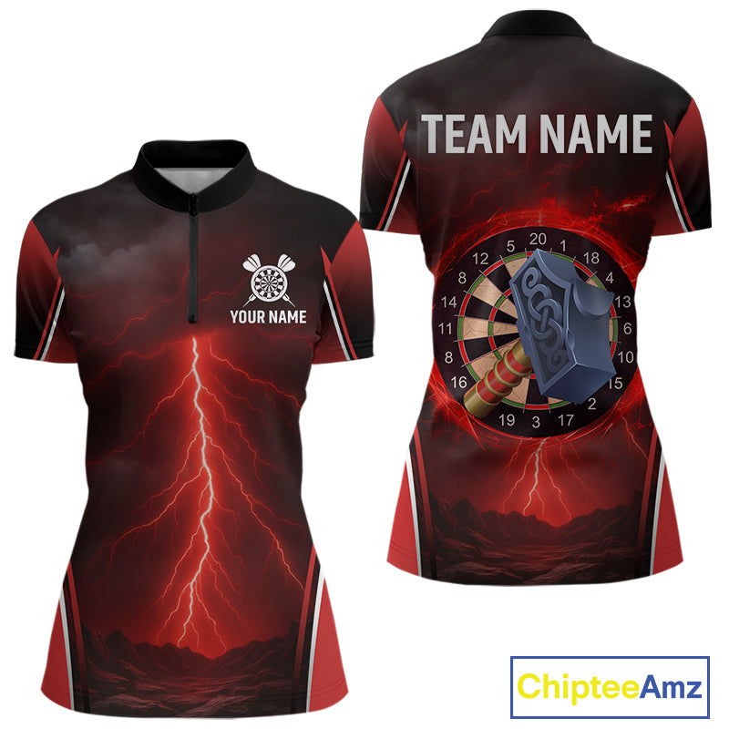 Lightning Dartboard Custom Funny Quarter-Zip Shirt For Women - Darts Team Jersey NYN0705