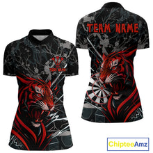Load image into Gallery viewer, Custom Women's Darts Quarter-zip Shirt Fierce Tiger &amp; Dartboard - Personalized Name &amp; Team NYN0711