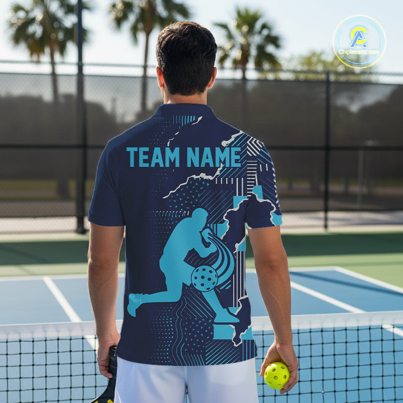 Custom Blue Torn Pickleball Paddle League Jerseys For Men Pickleball Team Shirts NYN2143
