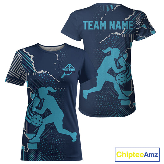 Custom Blue Torn Pickleball Paddle League Jerseys For Women Pickleball Team Shirts NYN2143