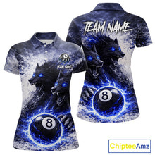 Load image into Gallery viewer, Grey &amp; Blue Grunge Wolfs Claws Thunder 8 Ball Pool Women Billiard Shirt Custom Billiard Team Attire NYN2640