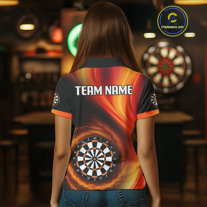 Circle Flame Dartboard Custom Orange Dart Shirt For Women, Dart Team Jerseys NYN0102