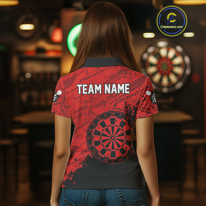 Splashed Pattern Red Dart Boards Custom Dart Shirt For Women, Dart Team Jerseys NYN0108
