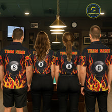 Load image into Gallery viewer, Personalized 8 Ball Fire Flame Pool Billiard Polo &amp; 1/4 Zip For Women Custom Flame Billiard Team Attire NYN3013