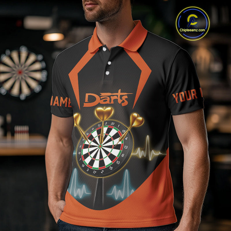 Heartbeat And Dartboard Custom Darts Polo Shirt For Men - Darts Team Jersey NYN0724