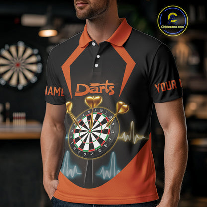 Heartbeat And Dartboard Custom Darts Polo Shirt For Men - Darts Team Jersey NYN0724