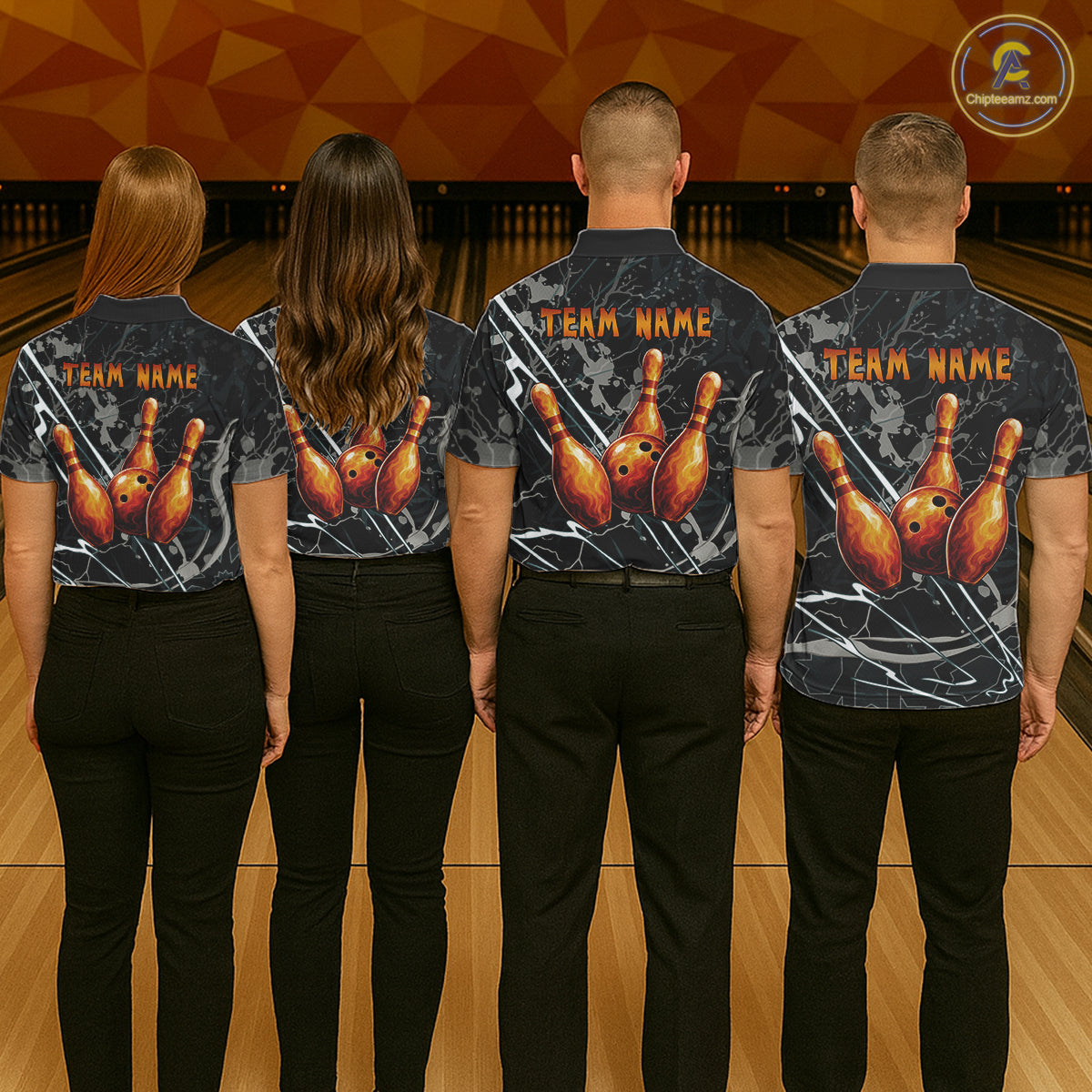 Funny Tiger Bowling Polo & 1/4-Zip Shirt For Men Custom Orange Team Bowling Tournament Jersey NYN3724